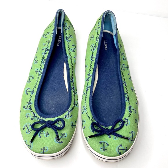 L.L. Bean Green Blue canvas nautical slip-on 9 - Picture 7 of 7